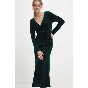 Answear Lab rochie de catifea culoarea verde, maxi, mulata