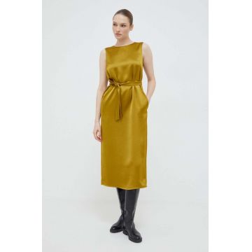 Weekend Max Mara rochie culoarea galben, midi, drept 2415220000000