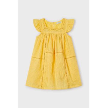Mayoral rochie din bumbac pentru copii culoarea galben, mini, evazati