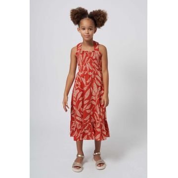 Mayoral rochie din bumbac pentru copii culoarea portocaliu, midi, drept