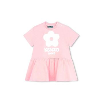 Kenzo Kids rochie din bumbac pentru copii culoarea roz, mini, evazati