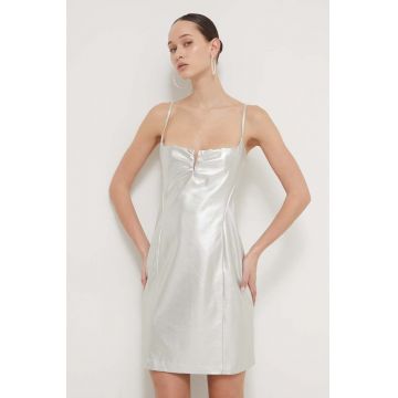 HUGO rochie culoarea argintiu, mini, mulată 50510432