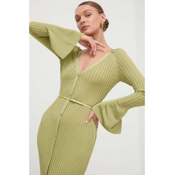 Elisabetta Franchi rochie culoarea verde, maxi, mulata, AM61R41E2