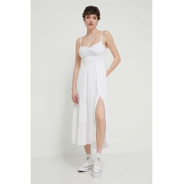 Hollister Co. rochie culoarea alb, maxi, evazati