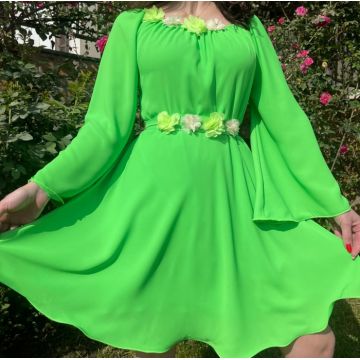 Rochie din voal verde neon - Finny