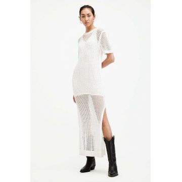 AllSaints rochie PALOMA TEE culoarea alb, maxi, drept, W141DA