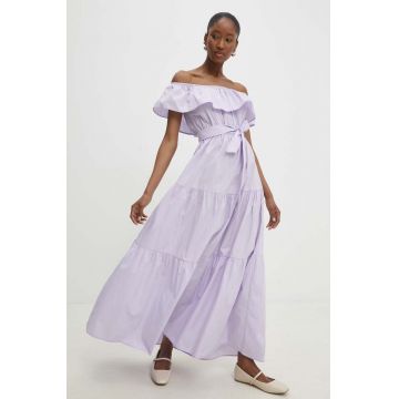 Answear Lab rochie din bumbac culoarea violet, midi, evazati