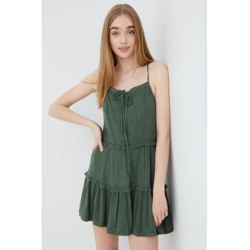 Superdry rochie culoarea verde, mini, evazati