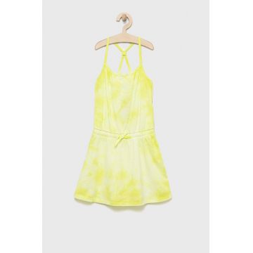 United Colors of Benetton rochie din bumbac pentru copii culoarea galben, midi, drept
