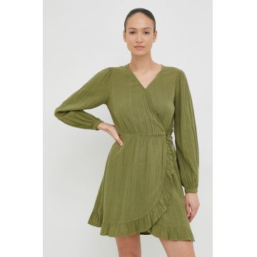 Roxy rochie din bumbac culoarea verde, mini, drept