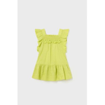 Mayoral rochie din bumbac pentru bebeluși culoarea verde, mini, drept