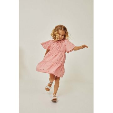 zippy rochie din bumbac pentru copii culoarea roz, maxi, evazati