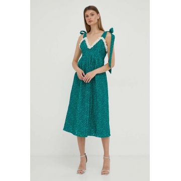 Custommade rochie culoarea verde, midi, evazati