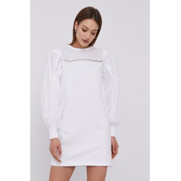 Karl Lagerfeld Rochie culoarea alb, mini, model drept