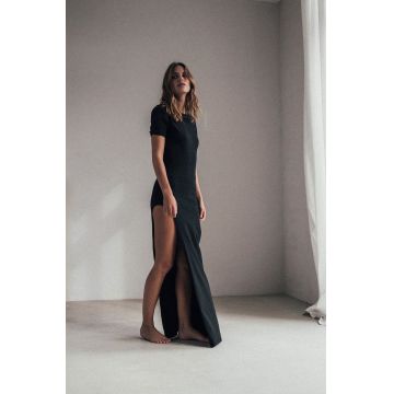 MUUV. rochie Side Slit culoarea negru, maxi, mulat