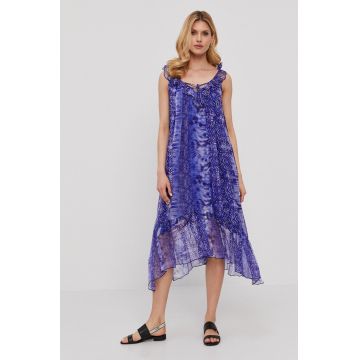 Nissa Rochie culoarea violet, midi, evazata