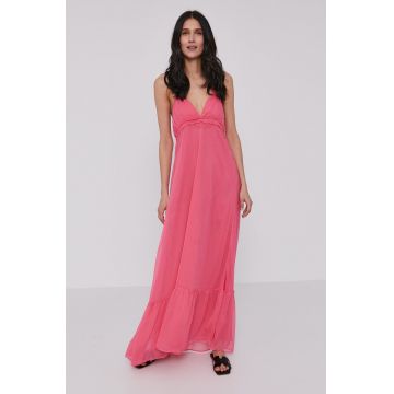 Pepe Jeans Rochie Halifaxe culoarea roz, maxi, evazata