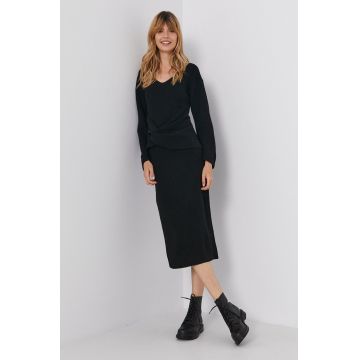 Emporio Armani rochie culoarea negru, midi, evazati