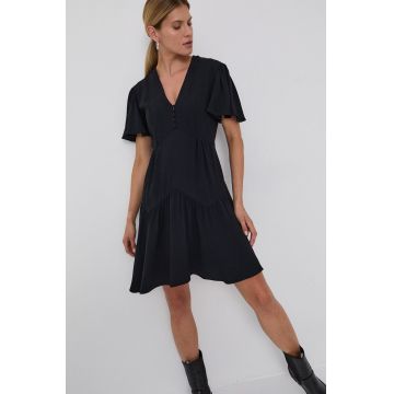 The Kooples Rochie culoarea negru, mini, model drept