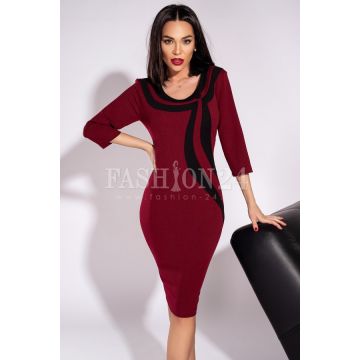 Rochie Andra in doua culori bordo si negru