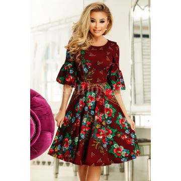 Rochie midi Adela bordo traditionala