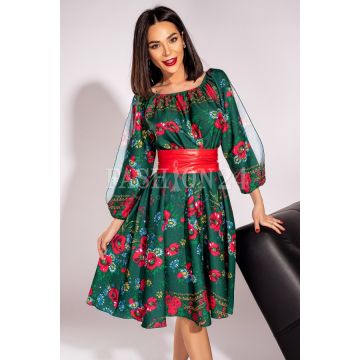 Rochie Susana traditionala verde