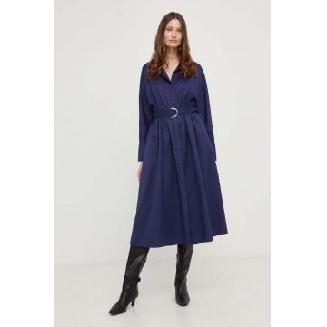Answear Lab rochie culoarea albastru marin, midi, evazati
