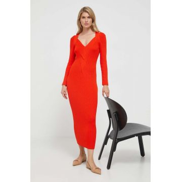 BOSS rochie culoarea portocaliu, maxi, mulata