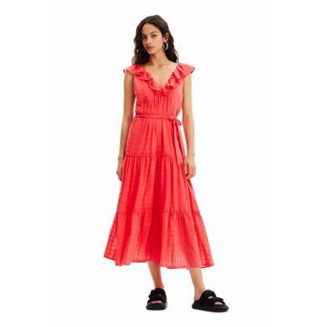 Desigual rochie culoarea rosu, midi, evazati