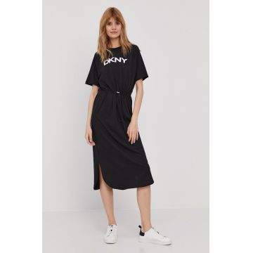 Dkny Rochie culoarea negru, midi, model drept