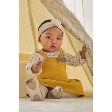 Mayoral Newborn rochie bebe culoarea galben, mini, evazati