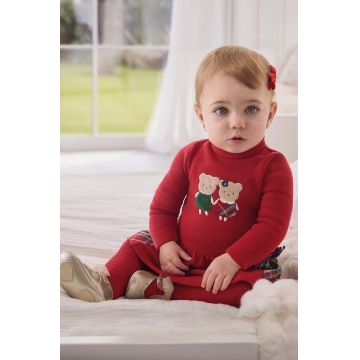 Mayoral Newborn rochie bebe culoarea rosu, mini, evazati