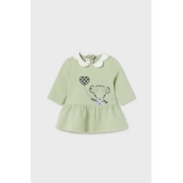 Mayoral Newborn rochie bebe culoarea verde, mini, evazati