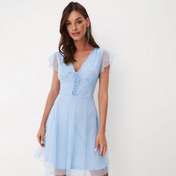 Mohito - Rochie din stofă plumetis - Albastru