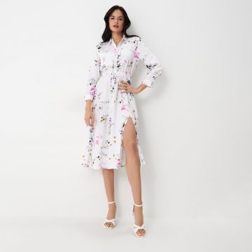 Mohito - Rochie midi tip cămașă, din viscoză - Alb