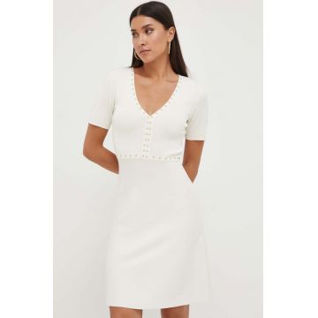 Morgan rochie culoarea bej, mini, evazati