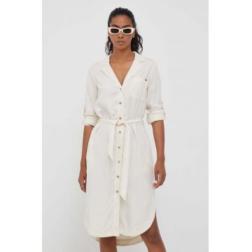 Pepe Jeans rochie culoarea bej, mini, drept