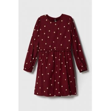 Pepe Jeans rochie fete culoarea bordo, mini, evazati