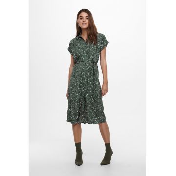 Rochie-camasa midi cu buzunare pe piept