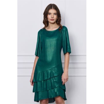 Rochie Flavia verde din voal peliculizat