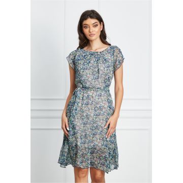 Rochie Missa albastra cu imprimeu floral multicolor