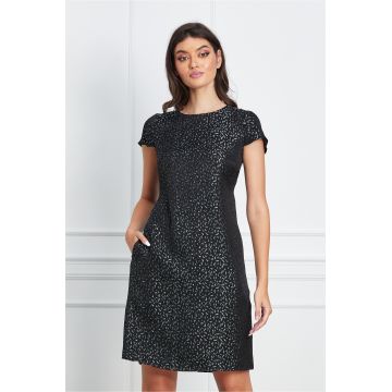 Rochie Moze neagra cu imprimeu lucios