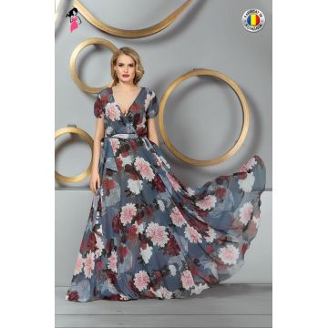 Rochie Pretty Girl din voal cu imprimeu floral