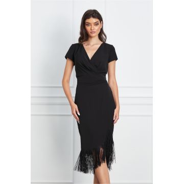 Rochie Roxana neagra cu franjuri