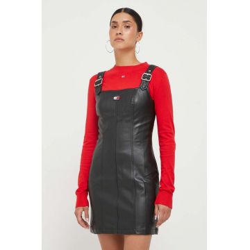 Tommy Jeans rochie culoarea negru, mini, mulata