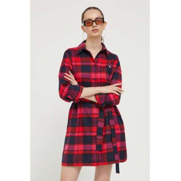 Tommy Jeans rochie culoarea roșu, mini, drept DW0DW16471