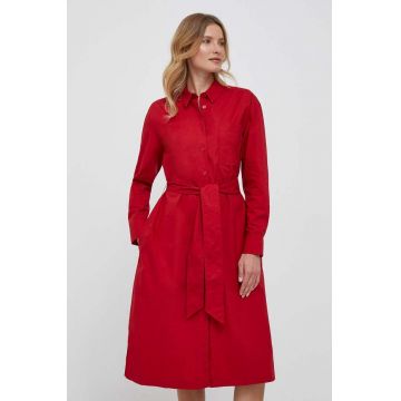 United Colors of Benetton rochie din bumbac culoarea rosu, mini, oversize