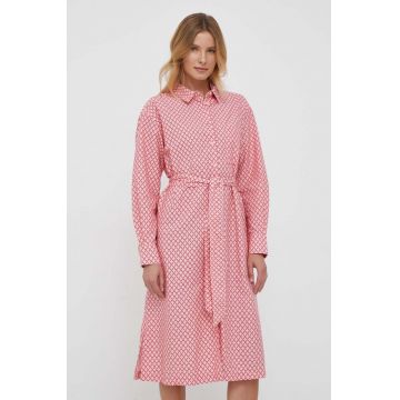 United Colors of Benetton rochie din bumbac culoarea roz, mini, oversize