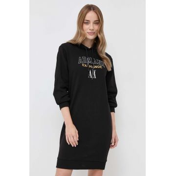 Armani Exchange rochie culoarea negru, mini, drept