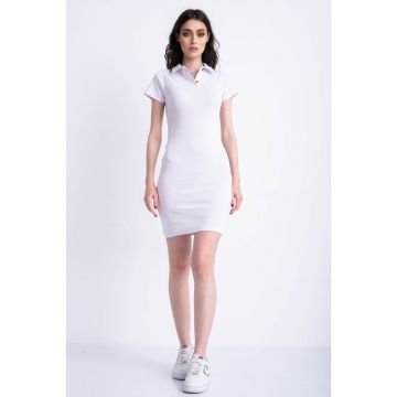 Rochie alba cu guler tip tricou M (38)